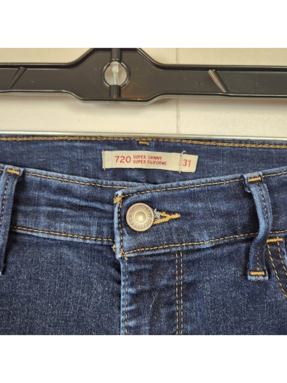 Levis 720 High Waist Rise Super Skinny Jeans Dark Stretchy Denim Womens Size 31 - Picture 4 of 8